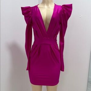 Elegant Fuchsia Long Sleeve Mini Sleeves